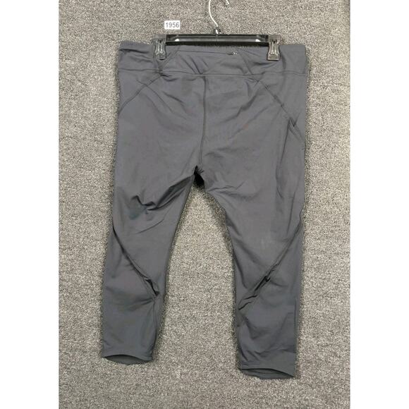 Nike Dri Fit Cropped Running Pants Womens Size 1X Black Drawstring Mid Rise - Picture 2 of 6